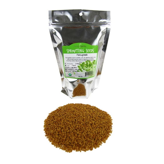 Organic Fenugreek Sprouting Seeds - 1 Lb - Handy Pantry Brand - For Sprouts, Grinding Indian Spices, Food Storage & More.
