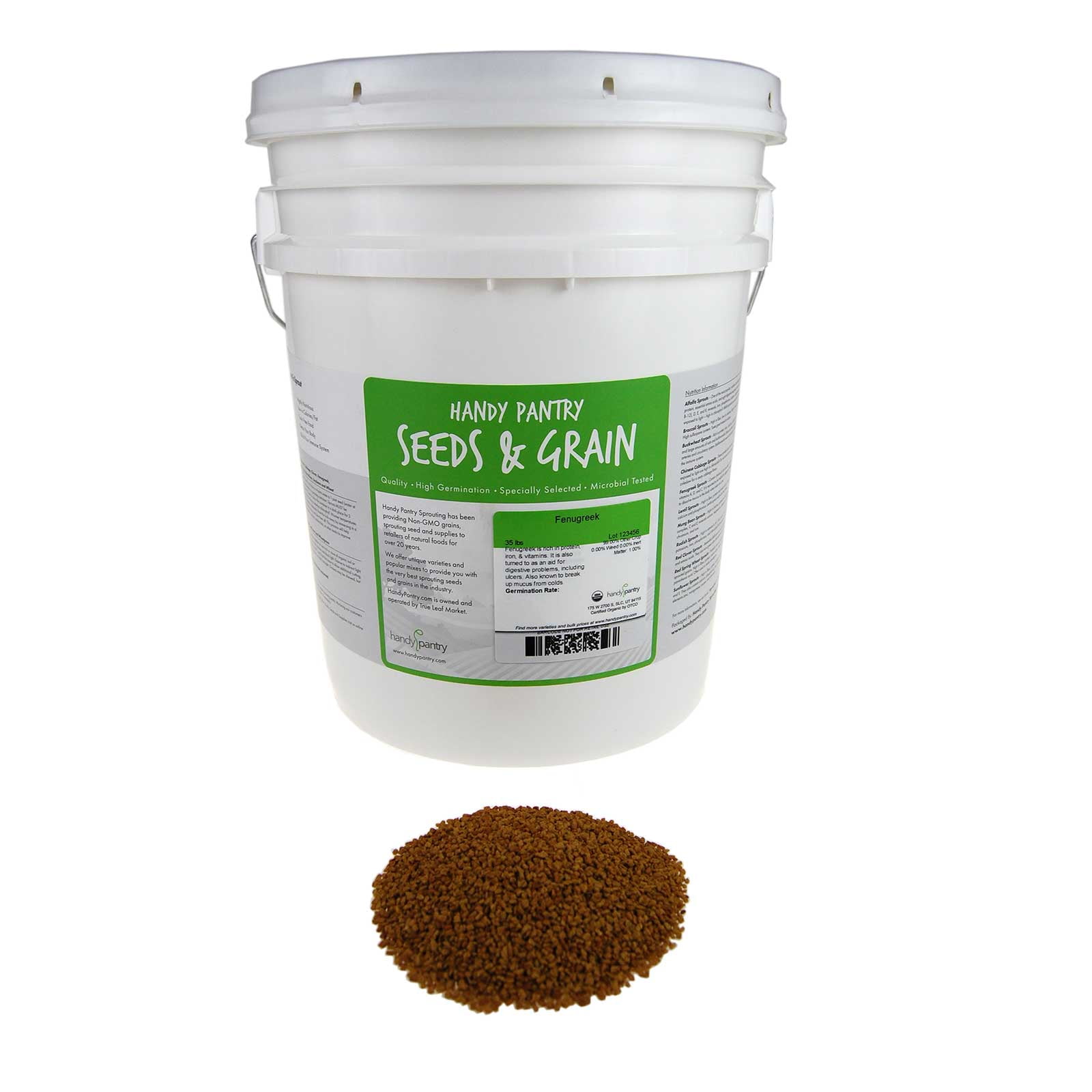 Organic Fenugreek Sprouting Seeds - 35 Lbs Bulk Bucket - Seeds for Planting, Hydroponics, Growing Sprouts, Grinding For Spices & More