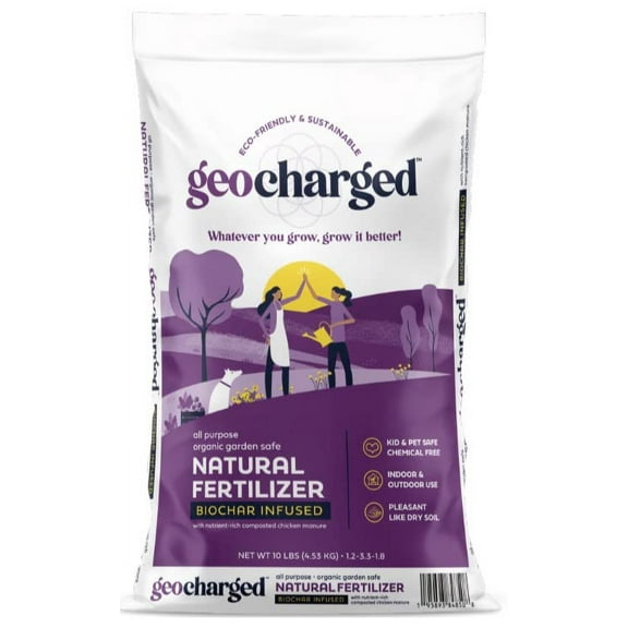 Organic Fertilizer Biochar Activated with Chicken Manure Indoor Outdoor Plant Food, Kid and Pet Safe, No Odor for Soil, Flowers, Potted Plants, Raised Beds, Vegetable Garden, Compost, 10 lb