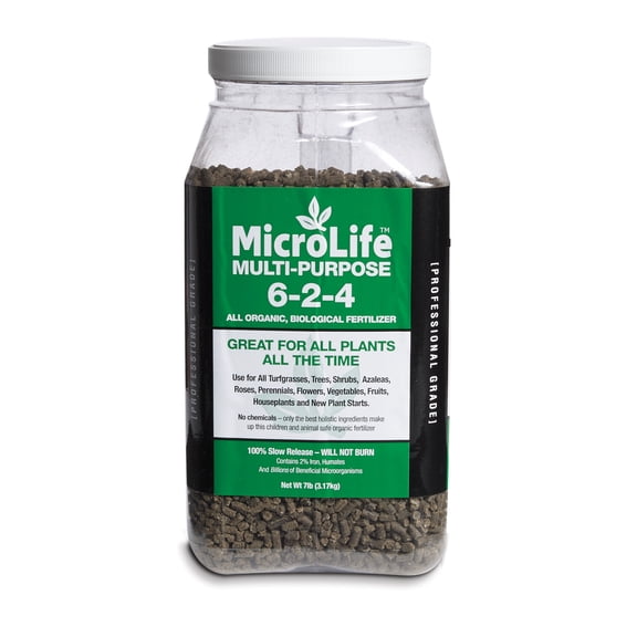 Organic Fertilizer Multi-Purpose for All Vegetables, Flowers & Trees Professional Grade by MicroLife Granulated (6-2-4) 7LB