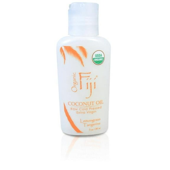 Organic Fiji 3 oz Raw Oil Cold Pressed Coconut Oil, Lemongrass Tangerine