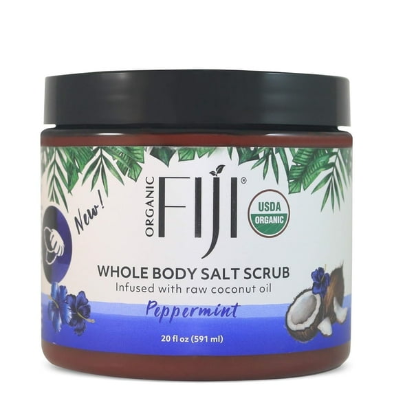 Whole Body Scrub - Infused with Coconut Oil, Exfoliating Sea salt Scrub for Smooth and Soft Skin, Exfoliates & Restores Skin's Natural Biosphere, Peppermint 20 oz