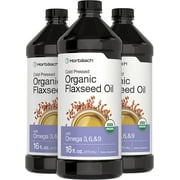 Organic Flaxseed Oil | 16oz | 3 Pack | Cold Pressed & Vegetarian | by Horbaach