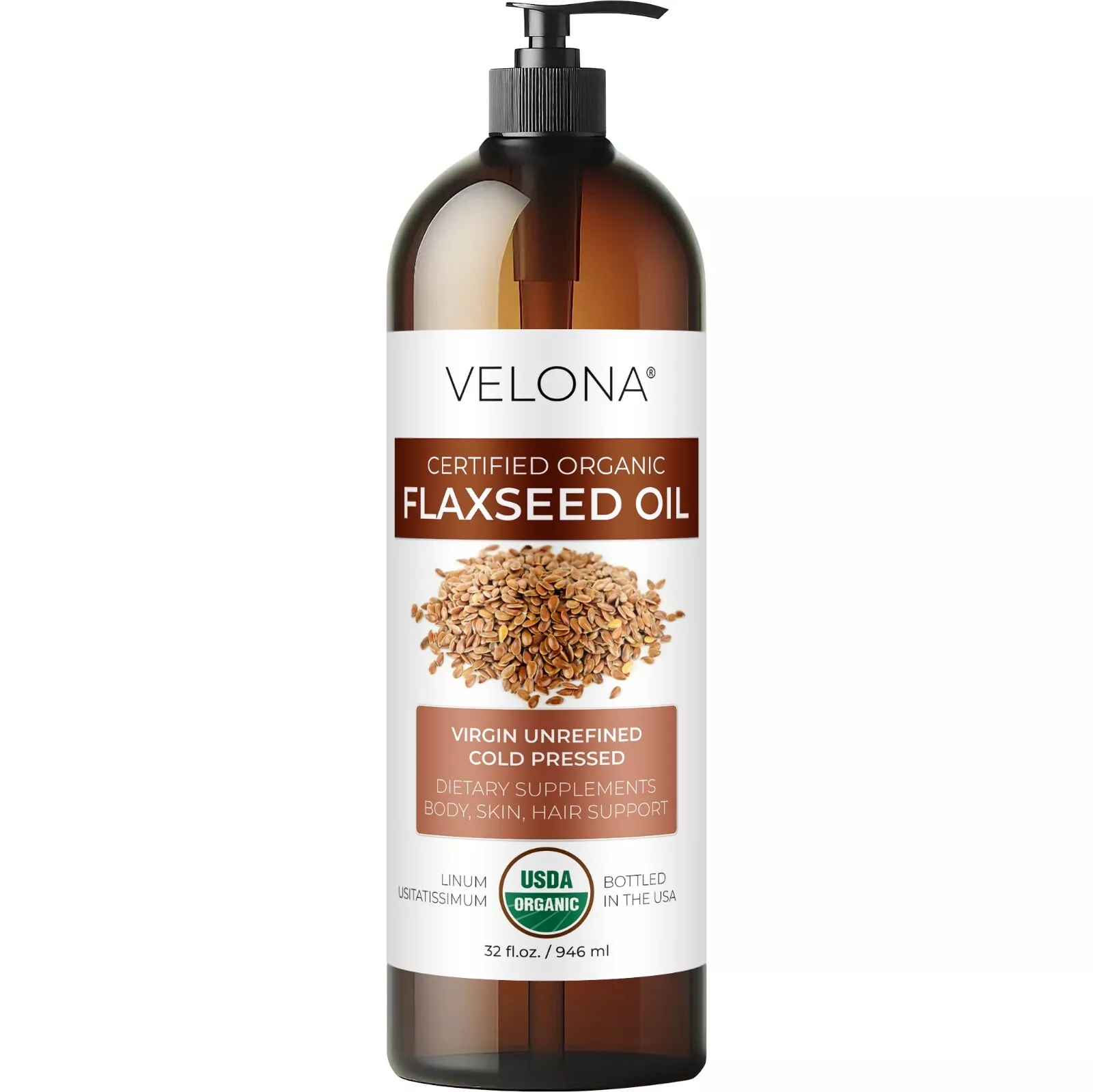 Organic Flaxseed Oil - 32 Fl Oz | Unrefined, Cold Pressed