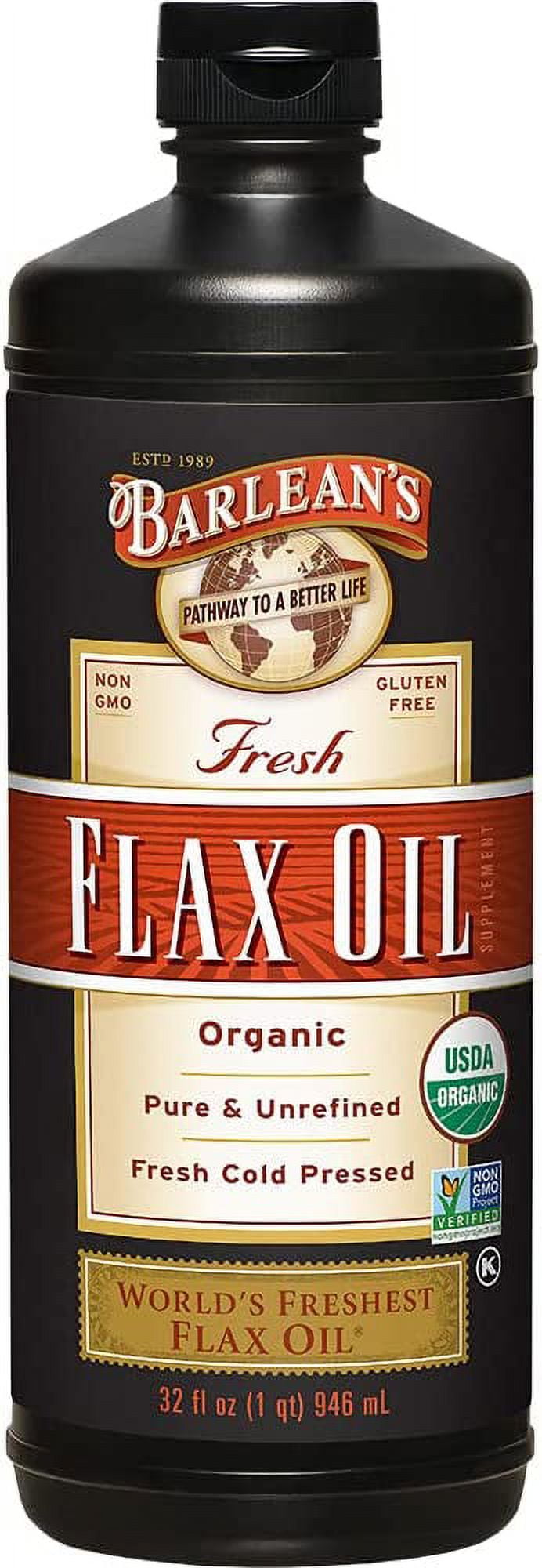 Organic Flaxseed Oil Liquid, Cold Press Flax Seeds, 7,640mg ALA Omega 3