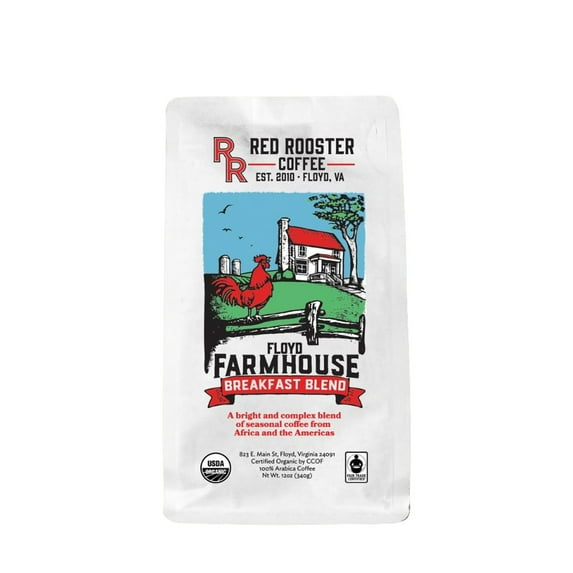 Organic Floyd Farmhouse Breakfast Blend - Roasted by Red Rooster Coffee - Freshly Ground Coffee - 2 Pound Bag
