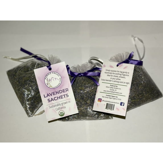 Organic Food-Grade Lavender Sachet Bags (3 Pack) from Purple Valley Farm