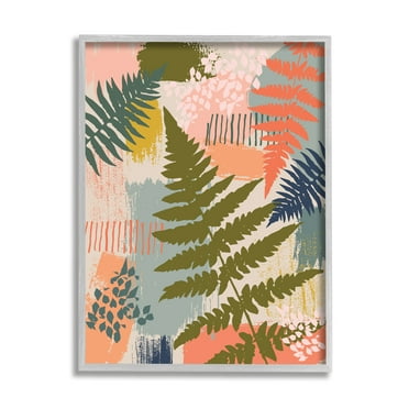 Organic Forest Ferns Paintbrush Stroke Pattern 16 in x 20 in Framed Painting Art Prints, by Stupell Home Décor