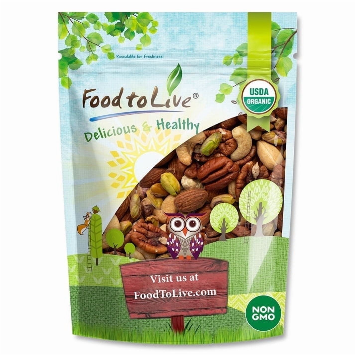 Organic Four Nuts Mix, 1 Pound – Non-GMO, Vegan, Kosher, Bulk – by Food to Live