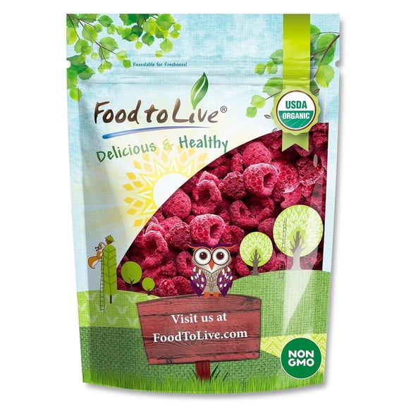 Organic Freeze-Dried Raspberries, 3 Ounces Non-GMO, Kosher, Bulk - by Food to Live