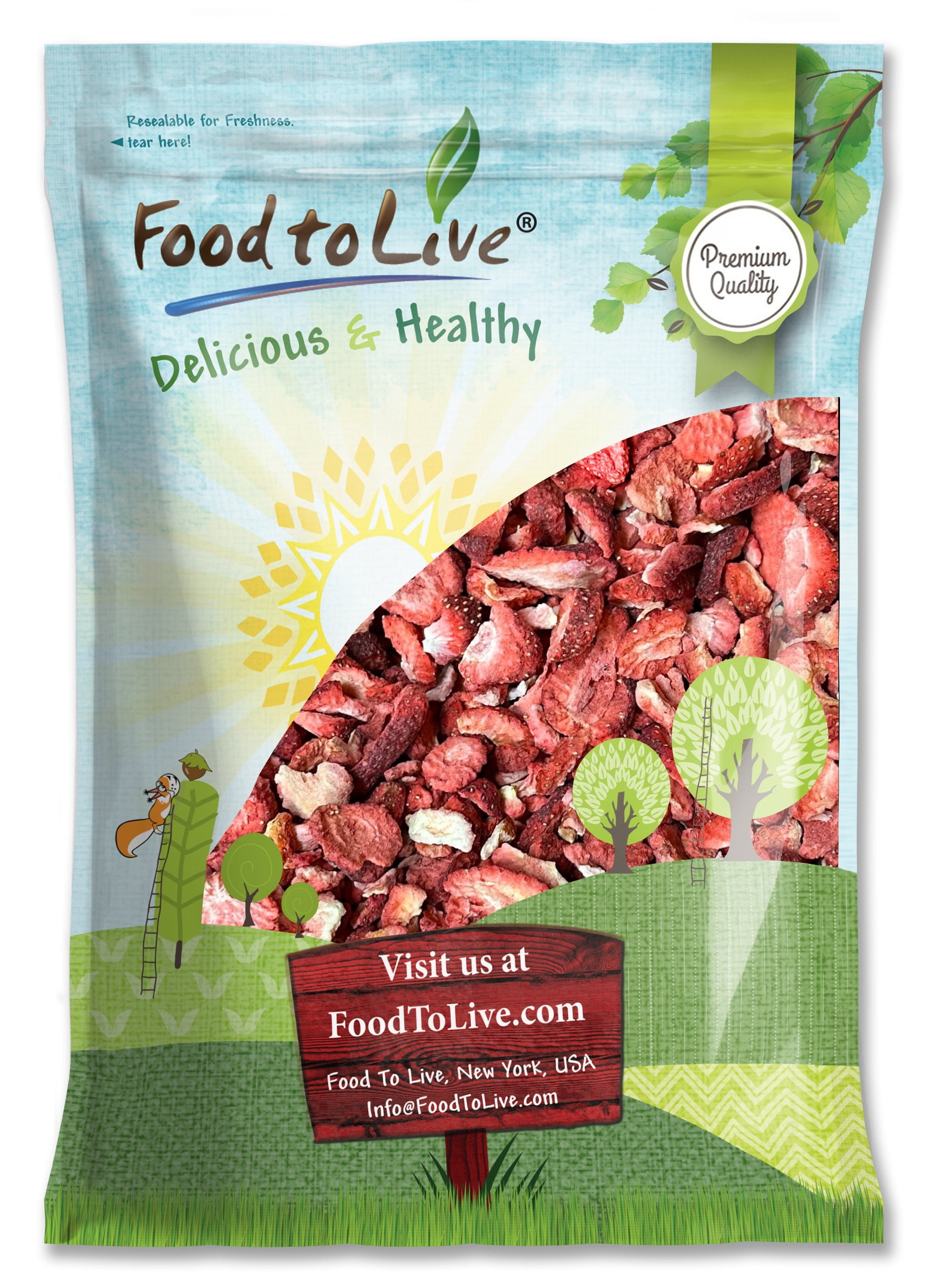Organic Freeze-Dried Strawberries, 1 Pound - Non-GMO, Kosher, Bulk - by Food to Live