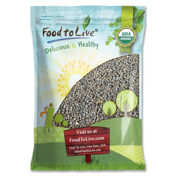 Organic French Green Lentils, 15 Pounds - Non-GMO, Kosher, Sproutable - by Food to Live