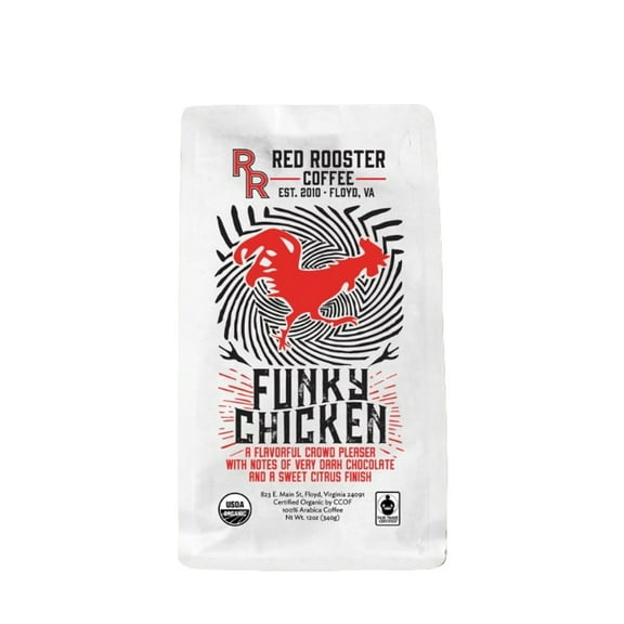 Organic Funky Chicken - Roasted by Red Rooster Coffee - Freshly Ground Coffee - 5 Pound Bag