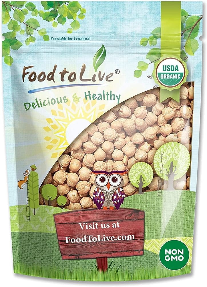 Organic Garbanzo Beans/Dried Chickpeas by Live, 1 Pound NonGMO, Kosher, Raw, Sproutable, Bulk