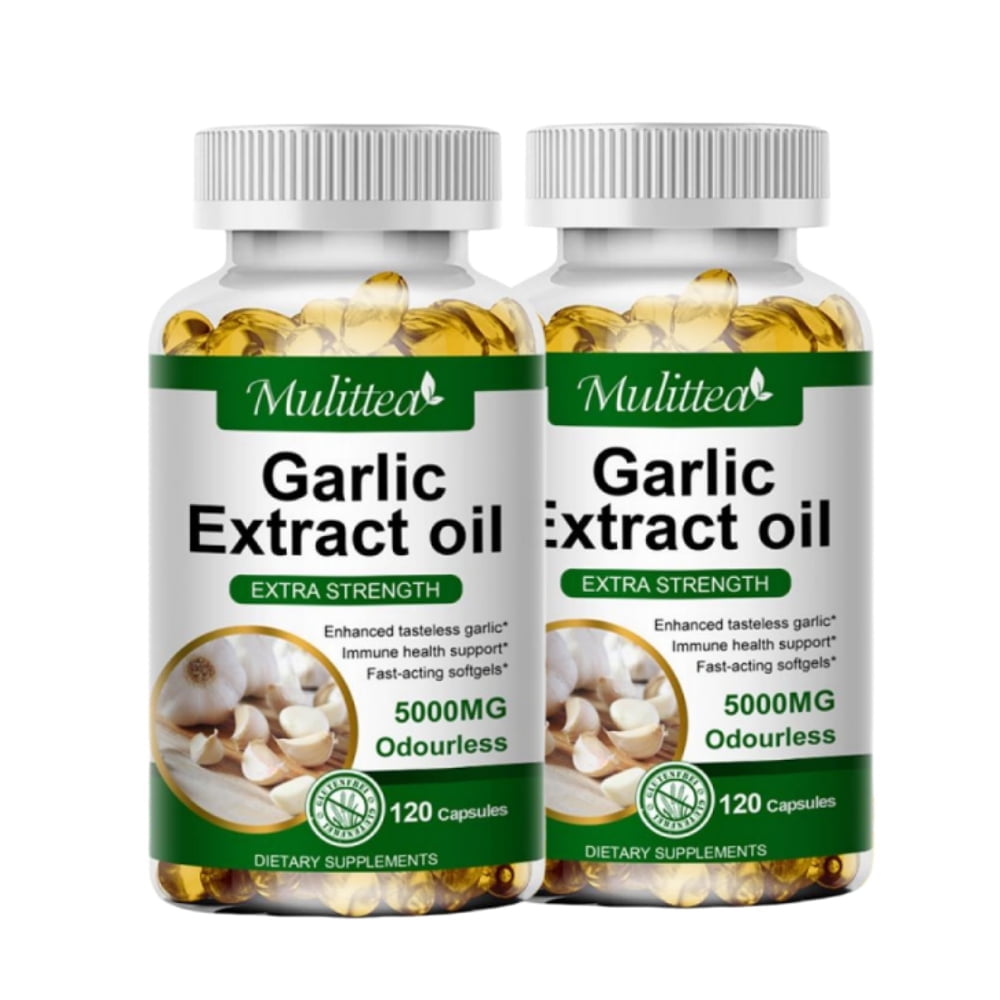 Organic Garlic Capsules 5000mg,Immune Support, Healthy Cholesterols and Heart, Cardiovascular,240 Soft, 2 Pack