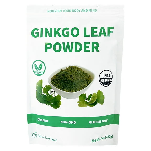 Organic Ginkgo Biloba Leaf Powder, Filler Free, No GMOs, Vegan Friendly, 8 Ounce