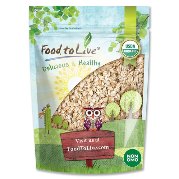 Organic Gluten-Free Regular Rolled Oats, 0.5 Pounds  Non-GMO, Gluten Free, Kosher, Vegan, Raw,  by Food to Live