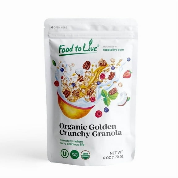 Organic Golden Crunchy Granola with Strawberries, 6 Ounces  Vegan, Non-GMO, Kosher, Bulk  by Food to Live