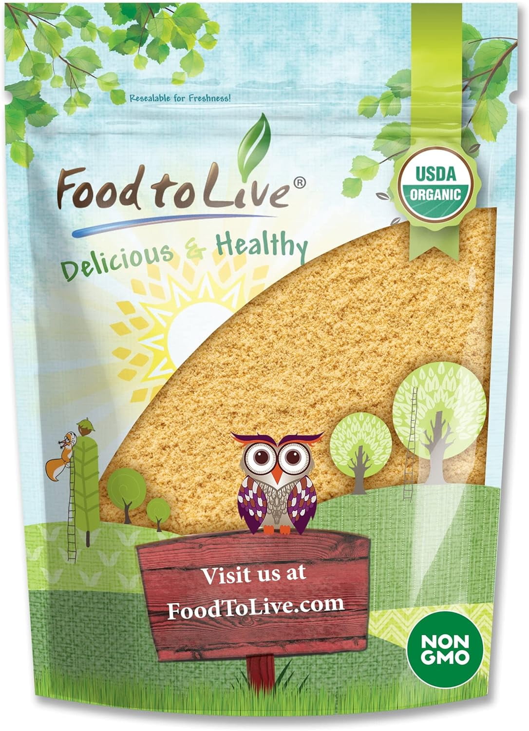 Organic Golden Flaxseed Meal, 8 Ounces ColdMilled Flax Seeds. Non