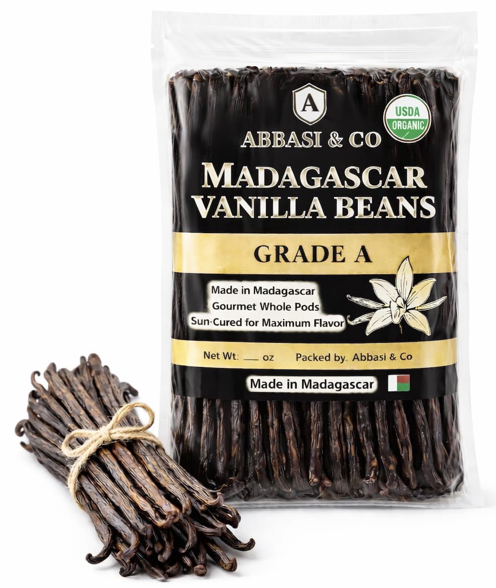 Organic Grade A Madagascar Vanilla Beans. Organic for Extract and all things Vanilla ~5" Bulk Fresh BOURBON PODS, NON-GMO Pods. IMPORTED FROM MADAGASCAR (25 COUNT)