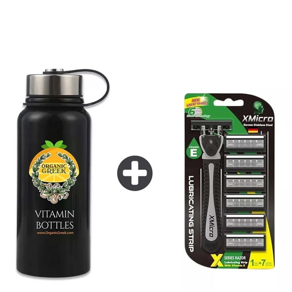 Organic Greek Black Vitamin Bottles & XMicro Razors For Men & Women