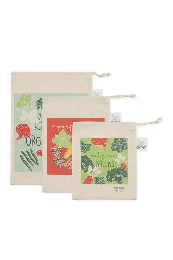 Organic Greens Market Produce Bags (Set of 3)