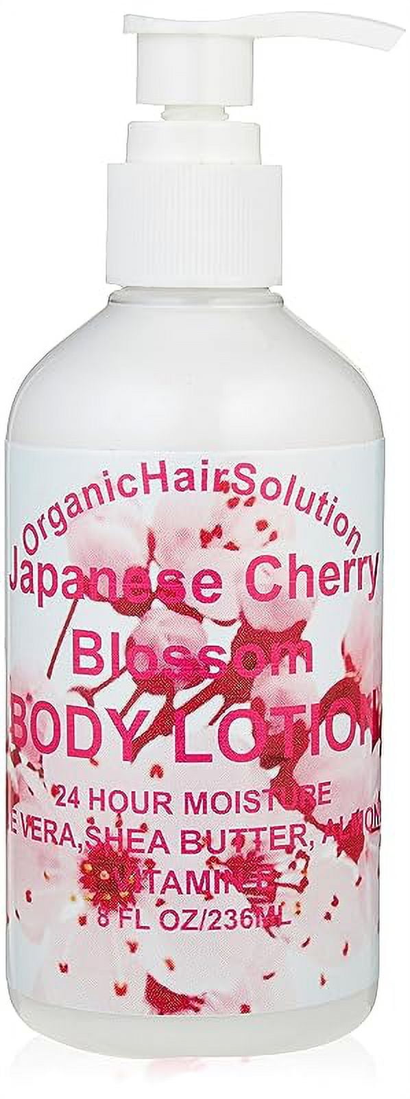 Organic Hair Solution-Body Lotion-with Soothing Aloe Vera and Vitamin E- Dry Skin, Non-Greasy-Shea Butter, Almond oil- For both Males & Females- Natural Fragrance-Vegan (Japanese Cherry Blossom)
