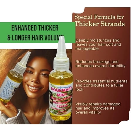 Organic Hair Solution Rosemary Mint Eucalyptus Scalp & Hair Regrowth Oil, Nourishes Split Ends and Dry Scalp, 2 fl oz