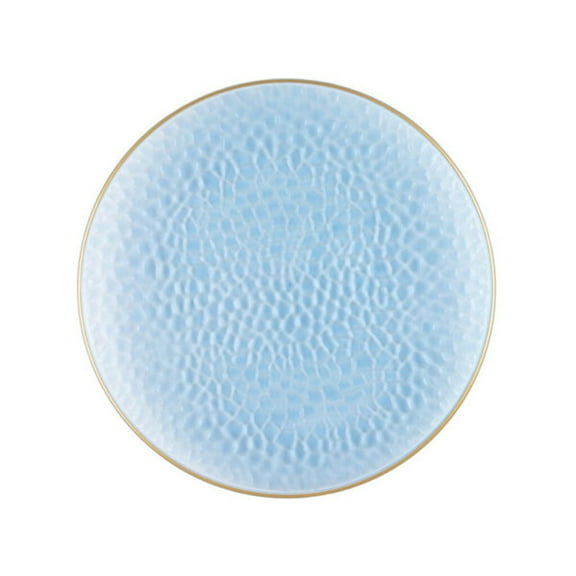 Organic Hammered Blue w/ Gold Rim 7 "Salad Wedding Plastic Plates (120 Count)