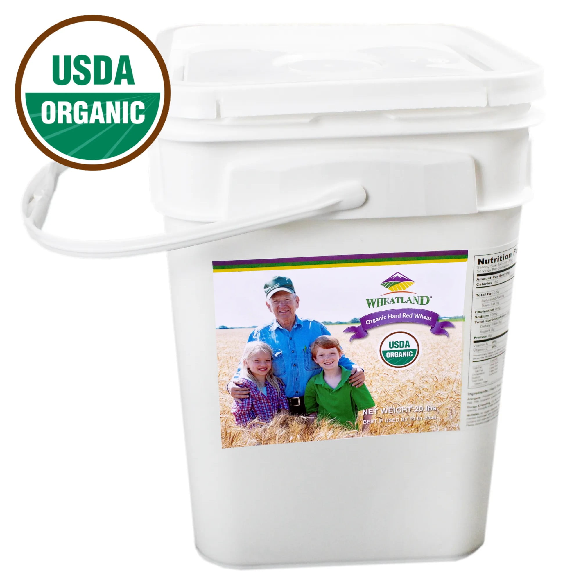 Organic Hard Red Wheat Berries Wheatland 20 lb Bucket 25 Year