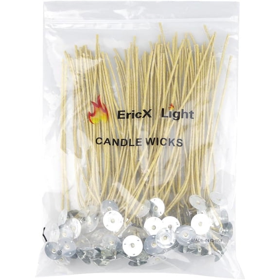 Organic Hemp Candle Wicks, 100 Piece 8" Pre-Waxed by Beeswax & Tabbed, for Candle Making