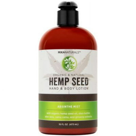 Mika Naturals Absinthe Mist Hemp Seed Hand & Body Lotion for Dry Skin, 16 fl oz