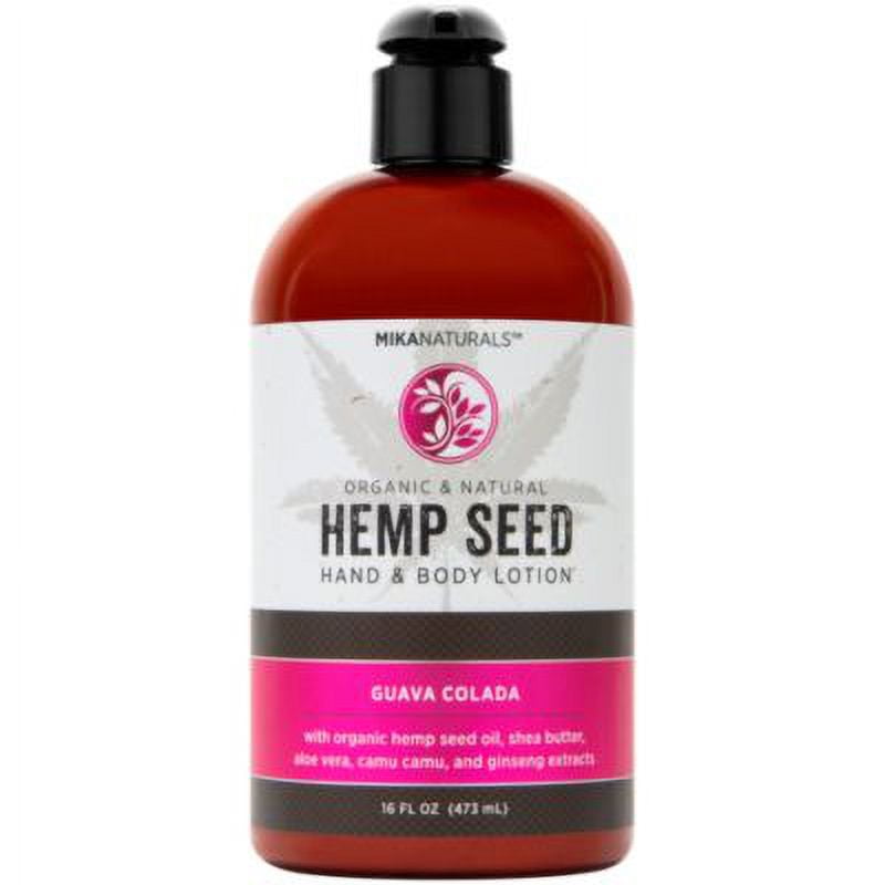 Mika Naturals Guava Colada Hemp Seed Hand & Body Lotion for Dry Skin, 16 fl oz