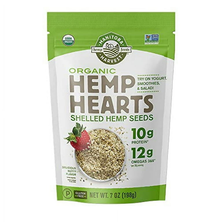 Organic Hemp Seeds 7oz 10g Plant Based Protein and 12g Omega 3 6 per Srv smoothies yogurt salad Non GMO Vegan Keto Paleo Gluten Free