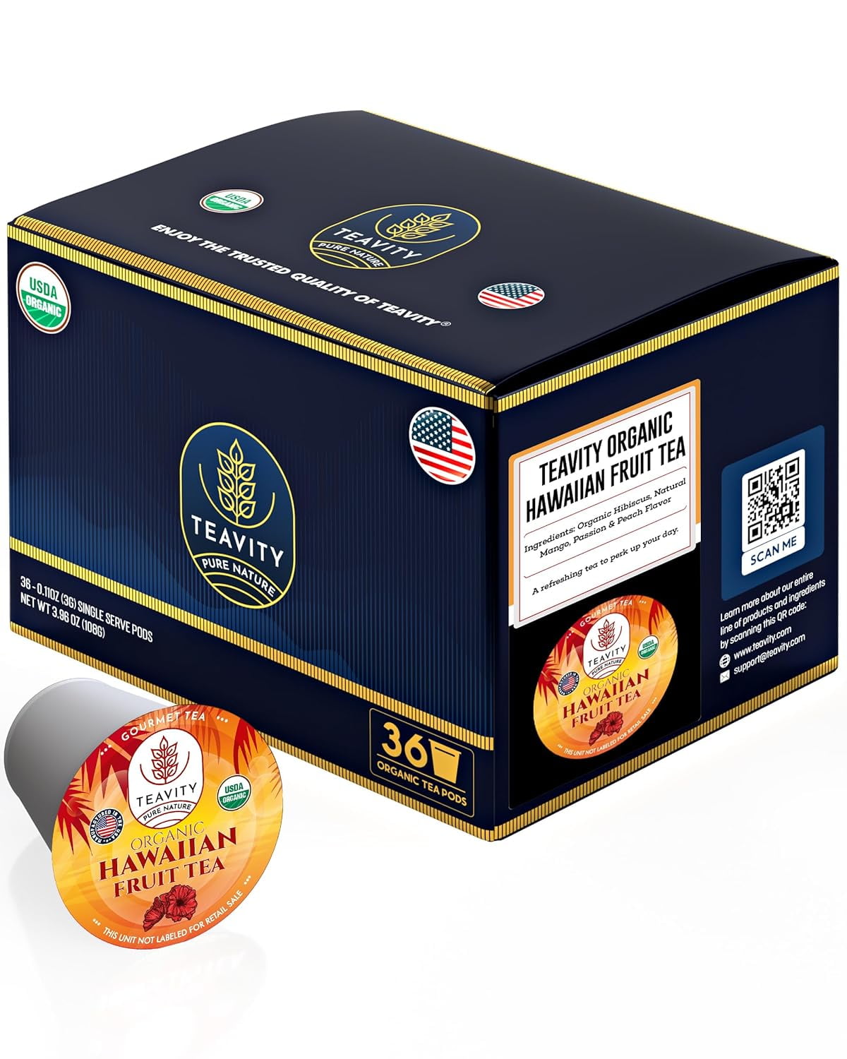 Organic Hibiscus Sabdariffa Tea Pods with Peach, , & Passionfruit