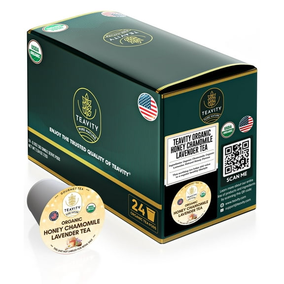 Organic Honey Chamomile Lavender Tea Pods Compatible with Keurig Brewers by Teavity - 24 Tea Pods