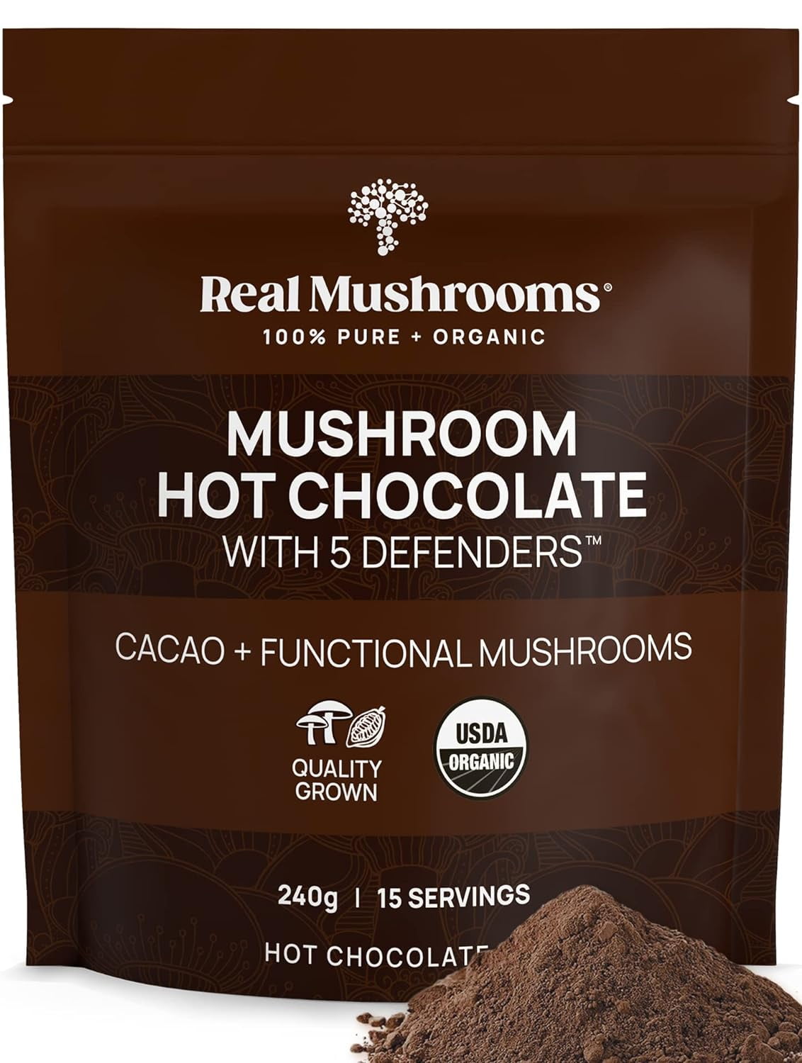 Organic Hot Chocolate Mix with 5 Defenders (Turkey Tail, Chaga, Maitake