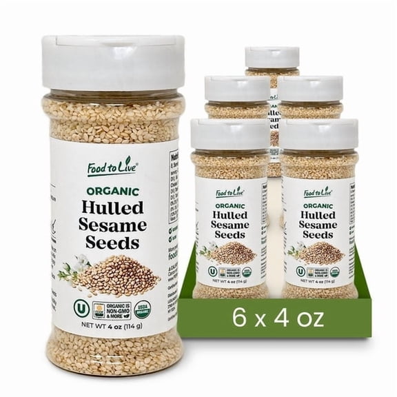 Organic Hulled Sesame Seeds, 1.5 Pounds Raw in Resealable Jar, Non-GMO, Vegan, Kosher, Wholesale by Food to Live