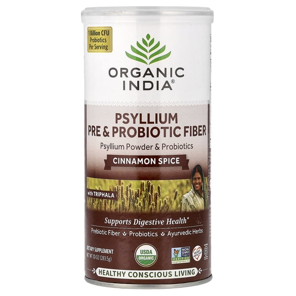 Organic India Cinnamon Spice Psyllium Pre & Probiotic Fiber 10 oz
