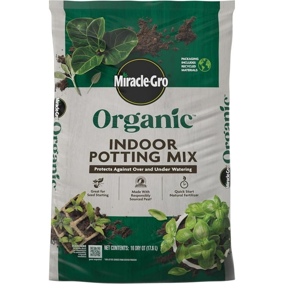 Organic Indoor Potting Mix - Protects Against Over and Under Watering, Planting Soil for Indoor Container Plants, Houseplants and Starter Plants, OMRI Listed, 16 qt.