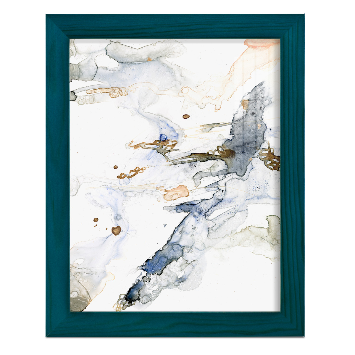 Organic Interlace I -Framed Print w/glass-Ocean Blue