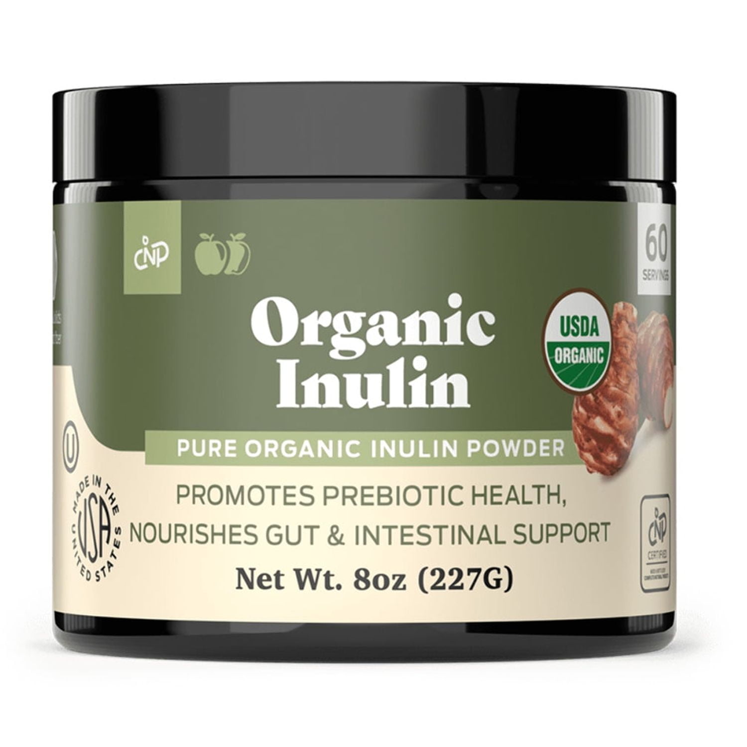 COMPLETE NATURAL PRODUCTS Organic Inulin Powder Fiber Supplement - Jerusalem Artichoke Prebiotic Bulk Inulin Fiber Powder 8oz Digestion Gut Health
