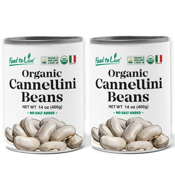 Organic Italian Canned Cannellini Beans, 14 oz (Pack of 2) - Unsalted Non-GMO White Kidney Beans. Perfect for Salads, Soups and Pasta e Fagioli. Vegan. Good Source of Fiber and Protein