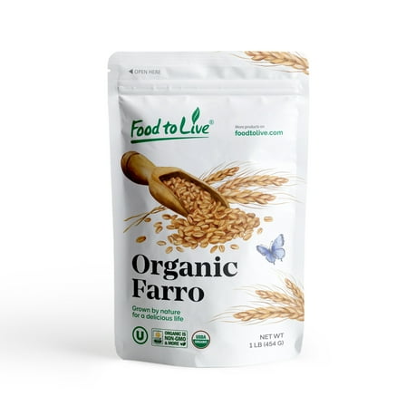Organic Italian Pearled Farro, 1 Pound — Non-GMO, Raw, Vegan, Kosher — by Food to Live