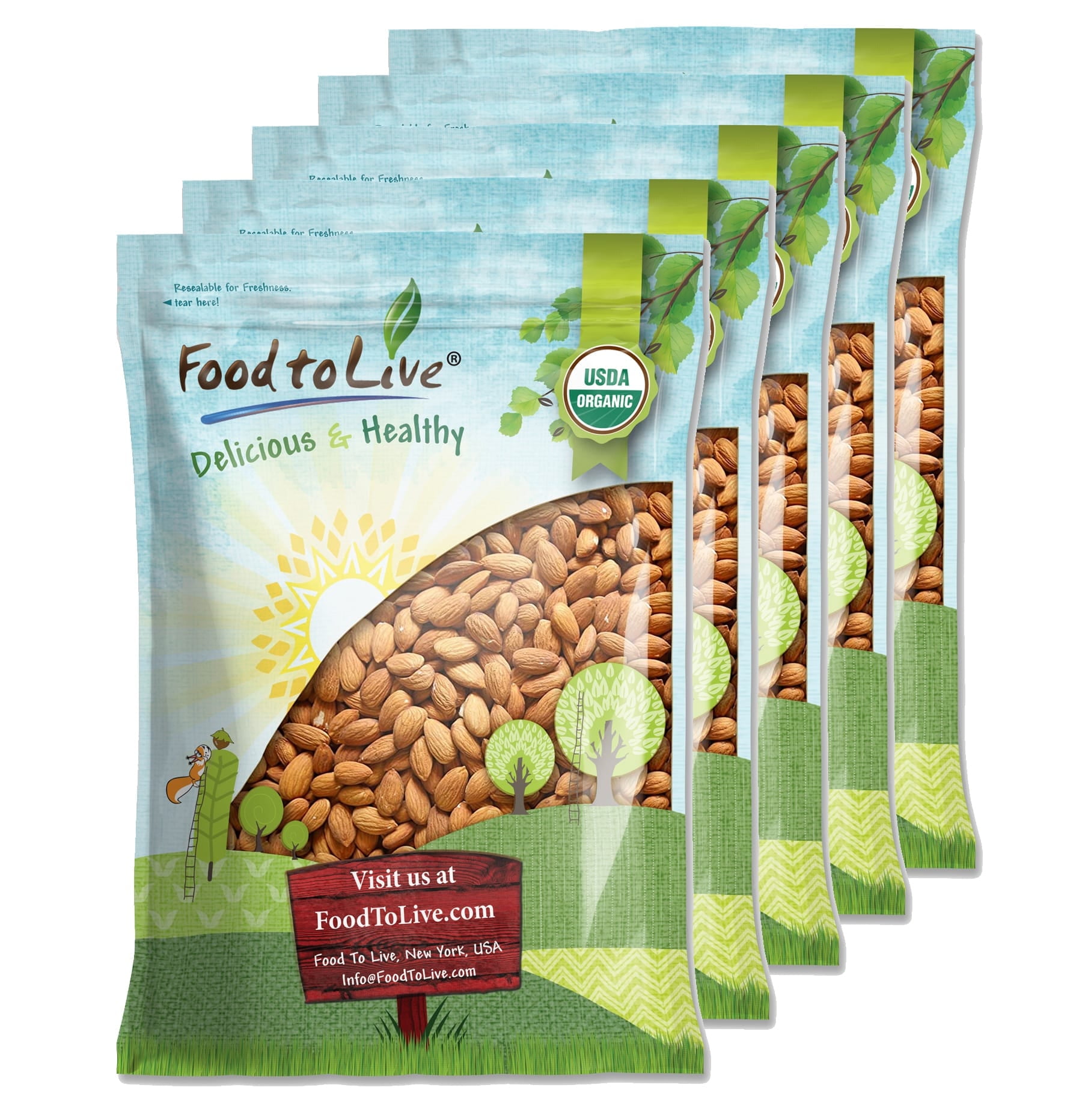 Organic Imported Raw Almonds, 25 Pounds - Non-GMO, Kosher, No Shell, Whole, Unpasteurized, Unsalted, Raw, Vegan - by Food to Live