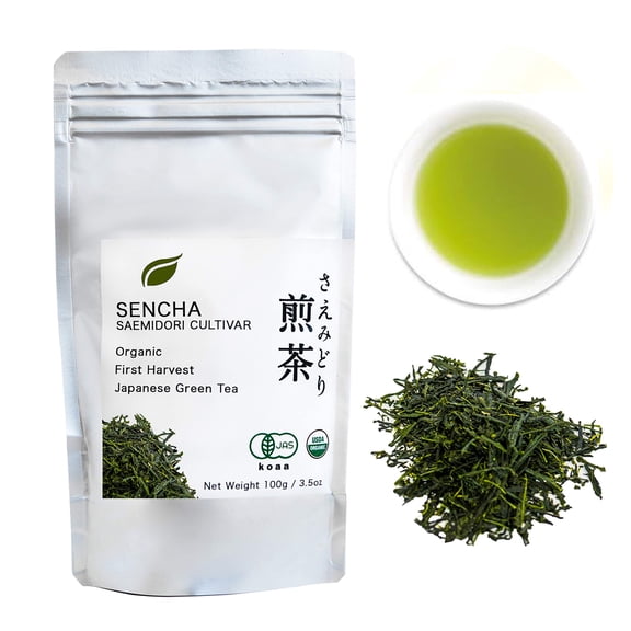Organic Japanese Sencha - First Harvest Saemidori Cultivar 100g (3.5oz) bag - Loose Leaf Green Tea - Chumushi