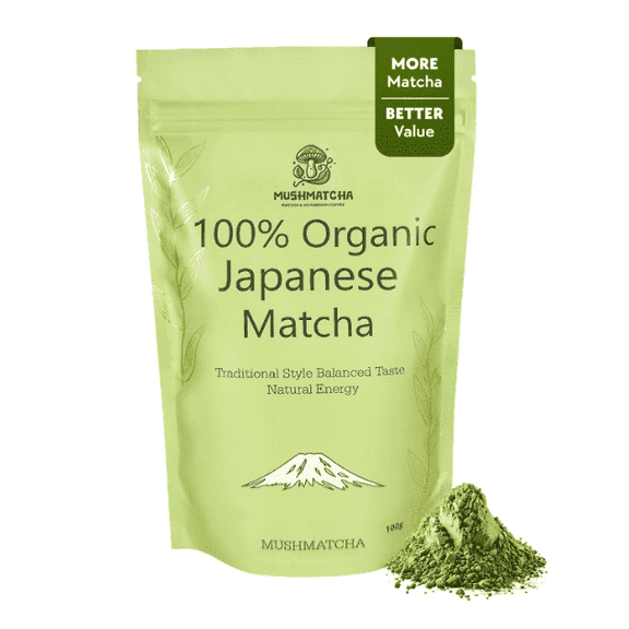 MushMatcha Matcha Powder Japanese Style Ceremonial Grade 6A Naturally Caffeinated 1 Count 100g
