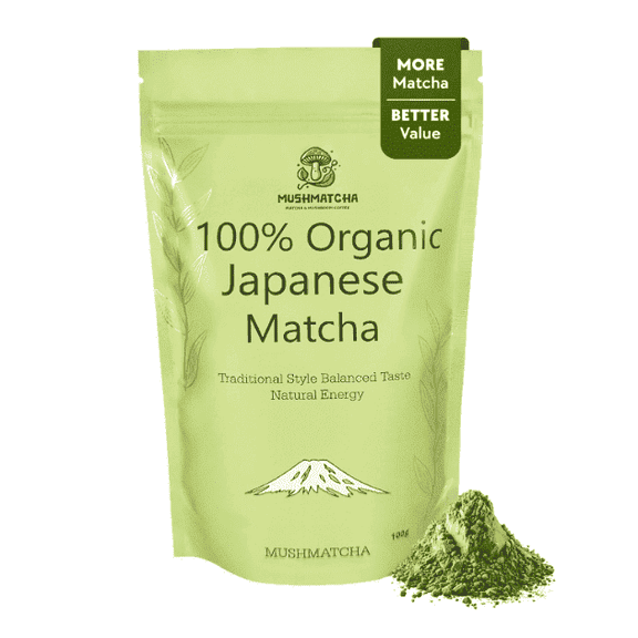 MushMatcha Matcha Powder Japanese Style Ceremonial Grade 6A Naturally Caffeinated 1 Count 100g