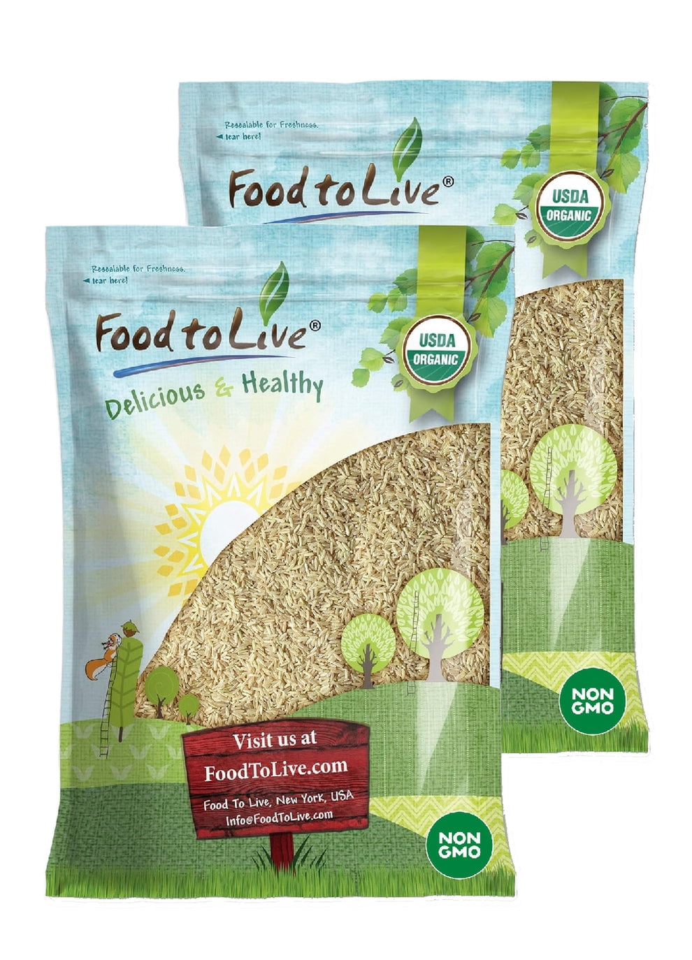Organic Jasmine Brown Rice, 25 Pounds — Non-GMO, Raw, Vegan, Kosher — by Food to Live