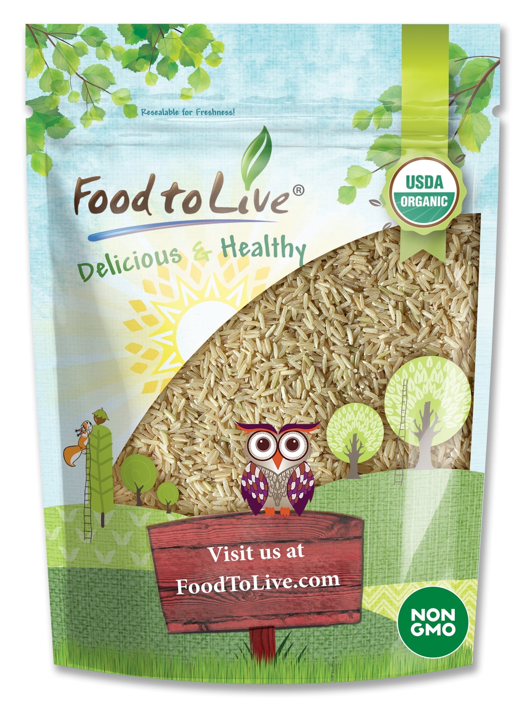 Organic Jasmine Brown Rice, 5 Pounds — Non-GMO, Raw, Vegan, Kosher — by Food to Live
